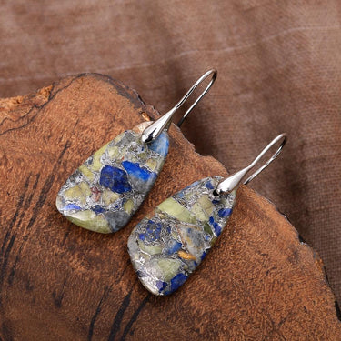 Drop Of Blue Jasper Dangle Earrings-Your Soul Place